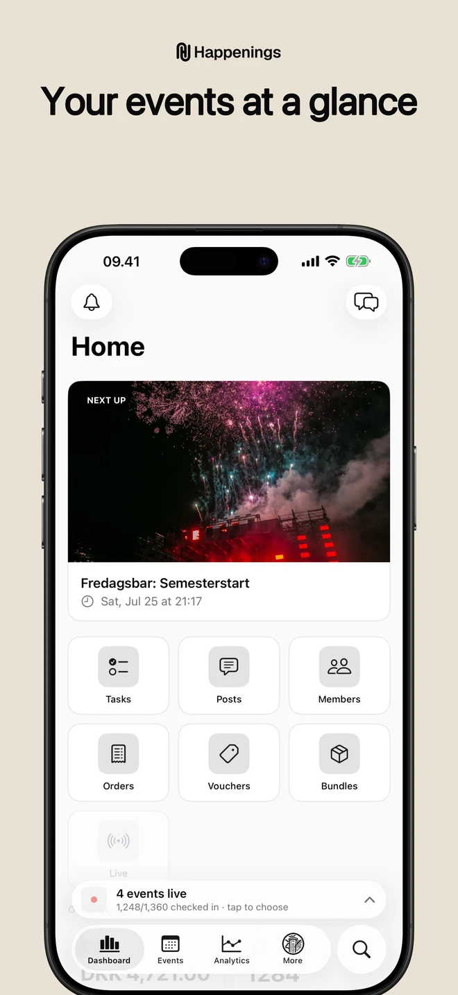 Preview of Organizer dashboard